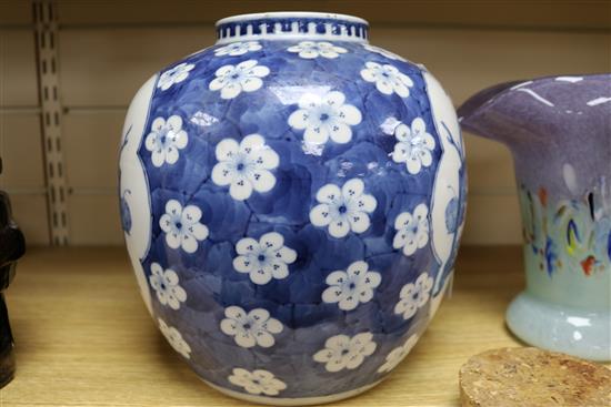A large Chinese blue and white ginger jar